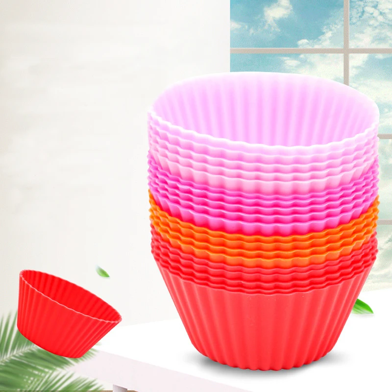 Wholesale Colorful 24 Silicone Muffin Cup Cake Baking Mold Set