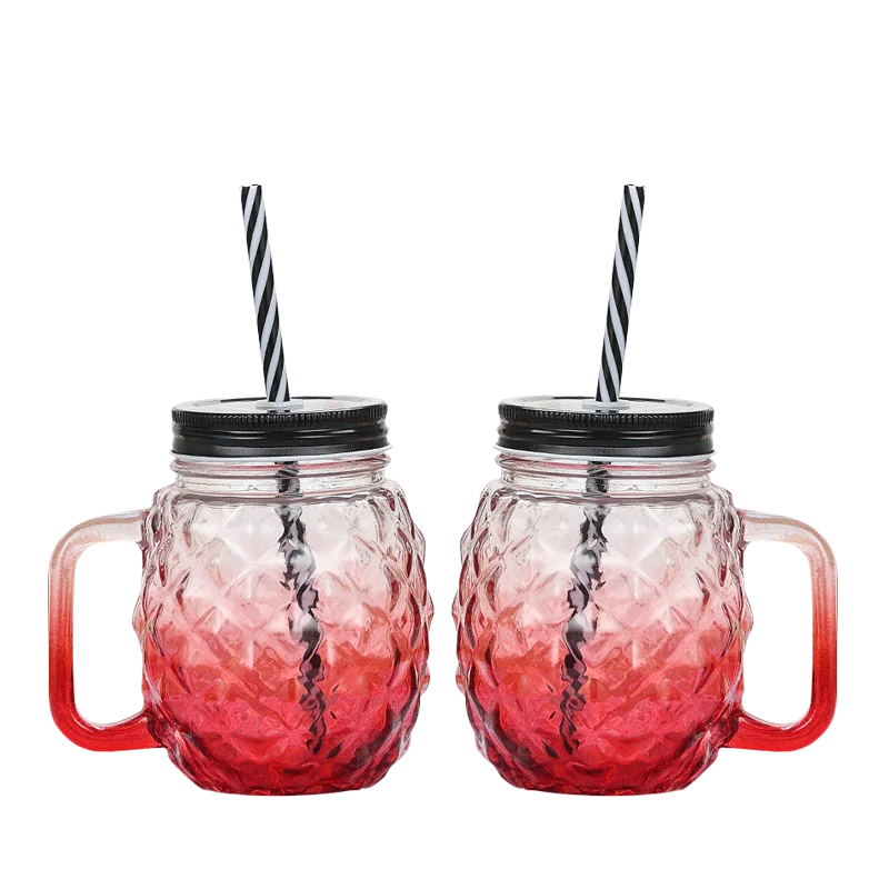 16oz 500ml ODM OEM Service Wide Mouth Glass Mason Jars 16 oz with Handle and lid