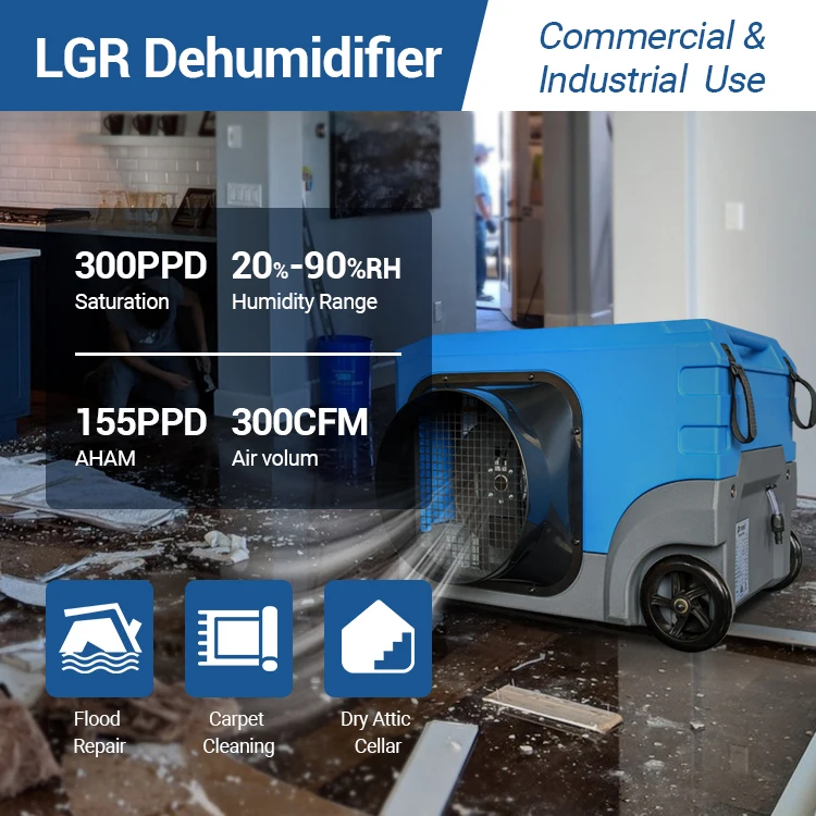 Preair LGR Technology 155 Pints Water Damage Drying Restoration Home Dehumidifier Air