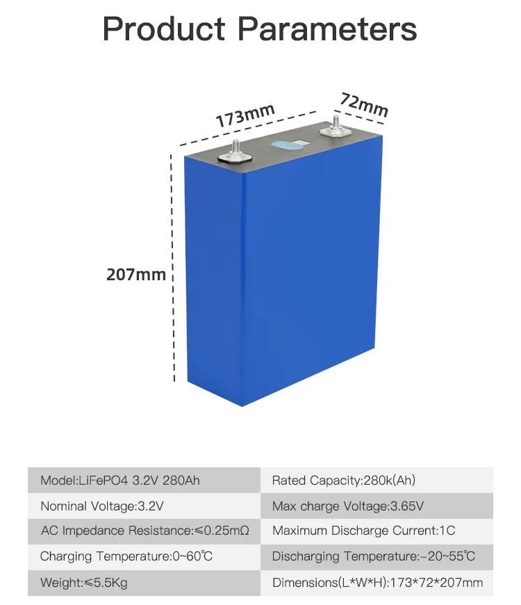 Grade A 280Ah 8000cycle Lifepo4 Lithium CATL EV LF280K 3.2V 310Ah Prismatic LFP Cells 12V 24V 48V Off Grid Solar Energy Battery
