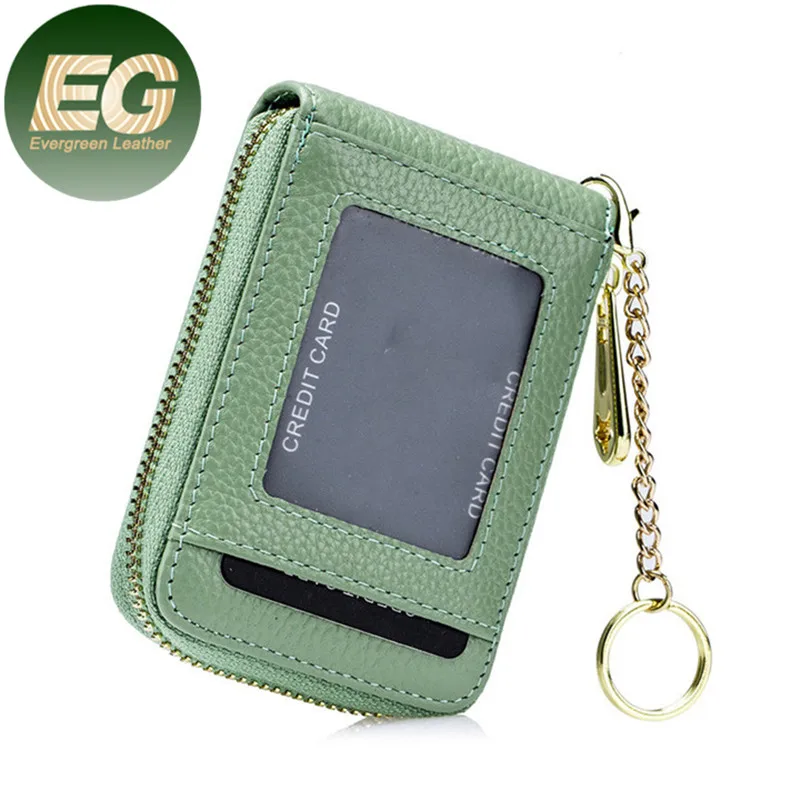 AL391 secure leather rfid wallet small luxury women men designer id for credit card holder keychain
