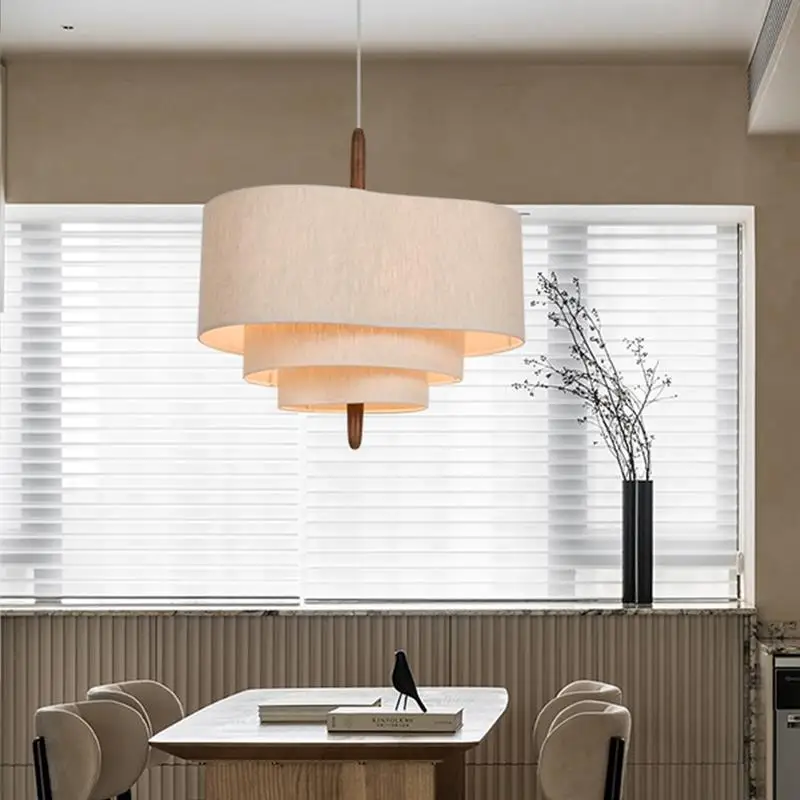 Japanese restaurant living room bedroom hotel cylindrical fabric modern chandeliers & pendant lights