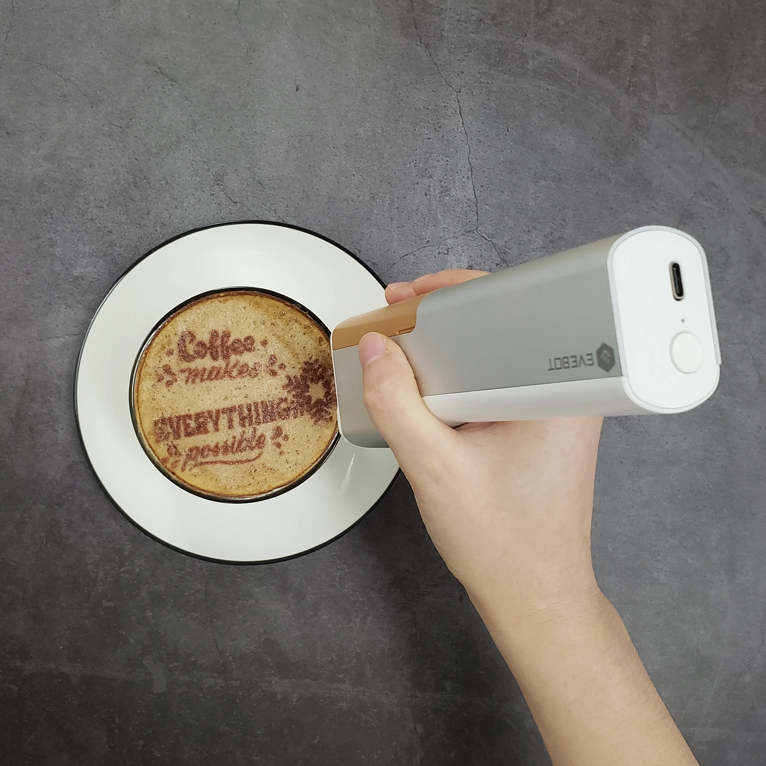 EVEBOT Printpen DIY Inkjet Printer Wireless Handheld by Android and IOS Mobile App Food Coffee Clothes Shoes Cap