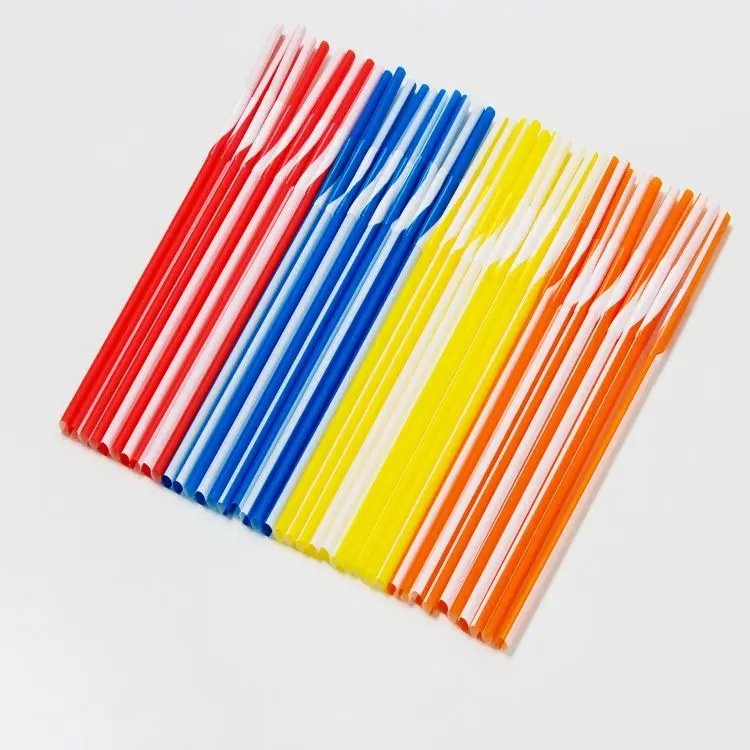 novelty collapsible pp disposable colored party drinking plastic straw