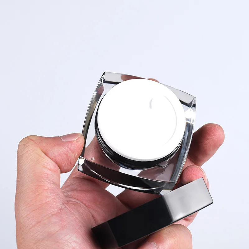 Wholesale cosmetic packaging 5g 10g 15g 20g 30g 50g black empty white acrylic plastic face cream  jar