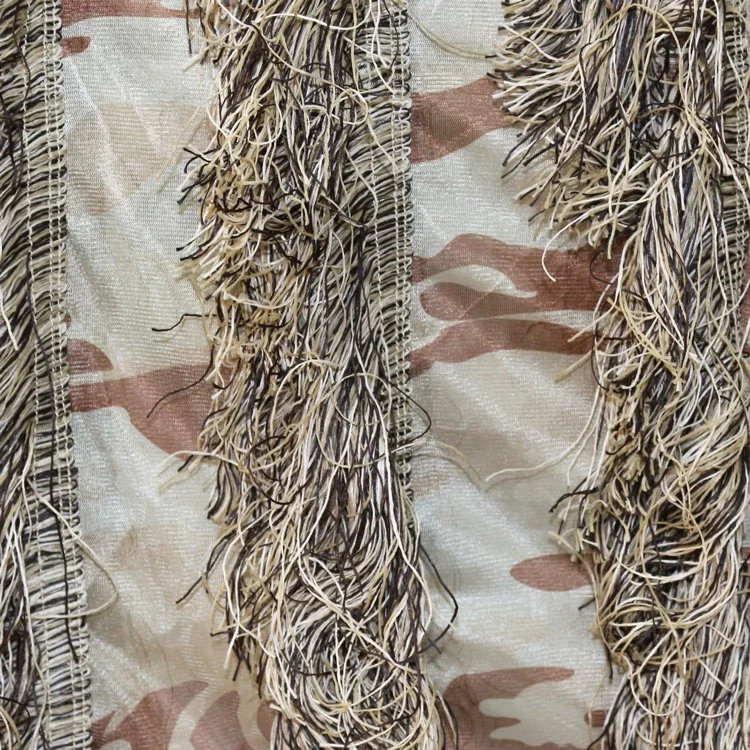 Оптовая продажа камуфляжная сетка пустынного цвета шелковая Gillie camo net