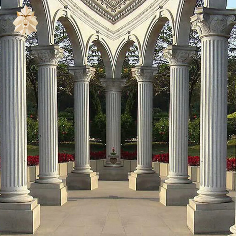 Modern Home Building Use Stone Pillars Villa Column Natural Antique Roman Round Stone/Marble Columns For Sale