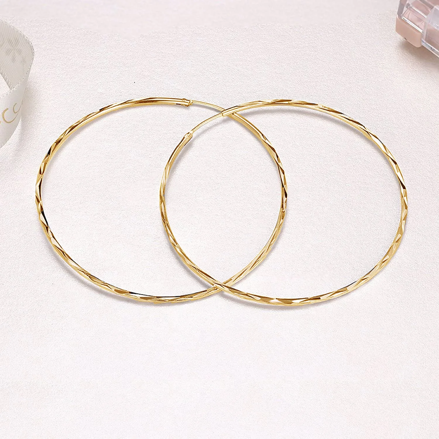 14k 18k Gold Plated 40mm Hoop Earrings For Women Silver Hoops Sterling Silver Circle Endless Big Earrings For Women