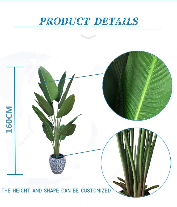 Cheap Hot sale Fake Strelitzia Musa Banana Tree Garden UV Resistant Artificial Plant Faux Tree