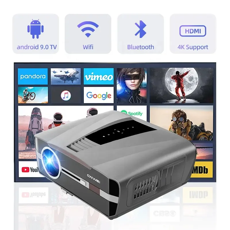 Caiwei Projector support 4k HD LED Cinema Movie lcd Projector Home Theater Movie Projector
