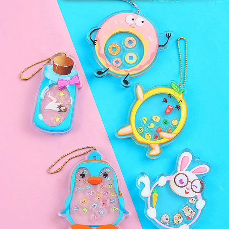 Personalized Star Shape Cute Cartoon Printed Key Chain Anime Character Acrylic Shaker Moving Keychains Charms