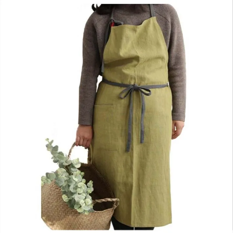 Nordic Simple Flower Shop Apron Cotton and Hemp Horticultural Coffee Shop Kitchen Cooking Apron Baking Restaurant Apron