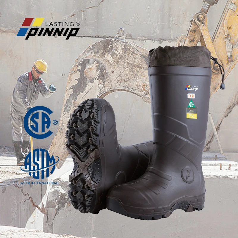 PINNIP quarrying work boots PU shoes waterproof insulation safe work shoes steel toe industrial boots