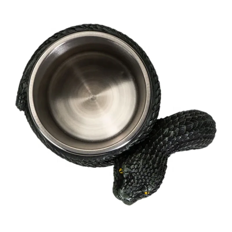 Custom Bar Home Decor Animal Coffee Cup Simulation resin green Anaconda stainless steel beer Mug