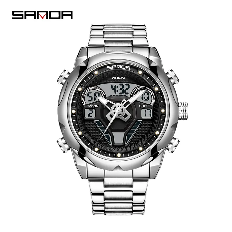 Famous Brand Sanda 9022 New Model Watch For Men 2023 Waterproof Outdoor Activities Analog Digital Led Display Wrist Watch
