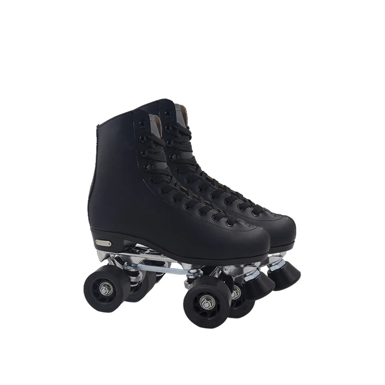 Factory Price Brush Street Carbon Steel Bearing Black Double Row Quad Roller Skates For Teenagers