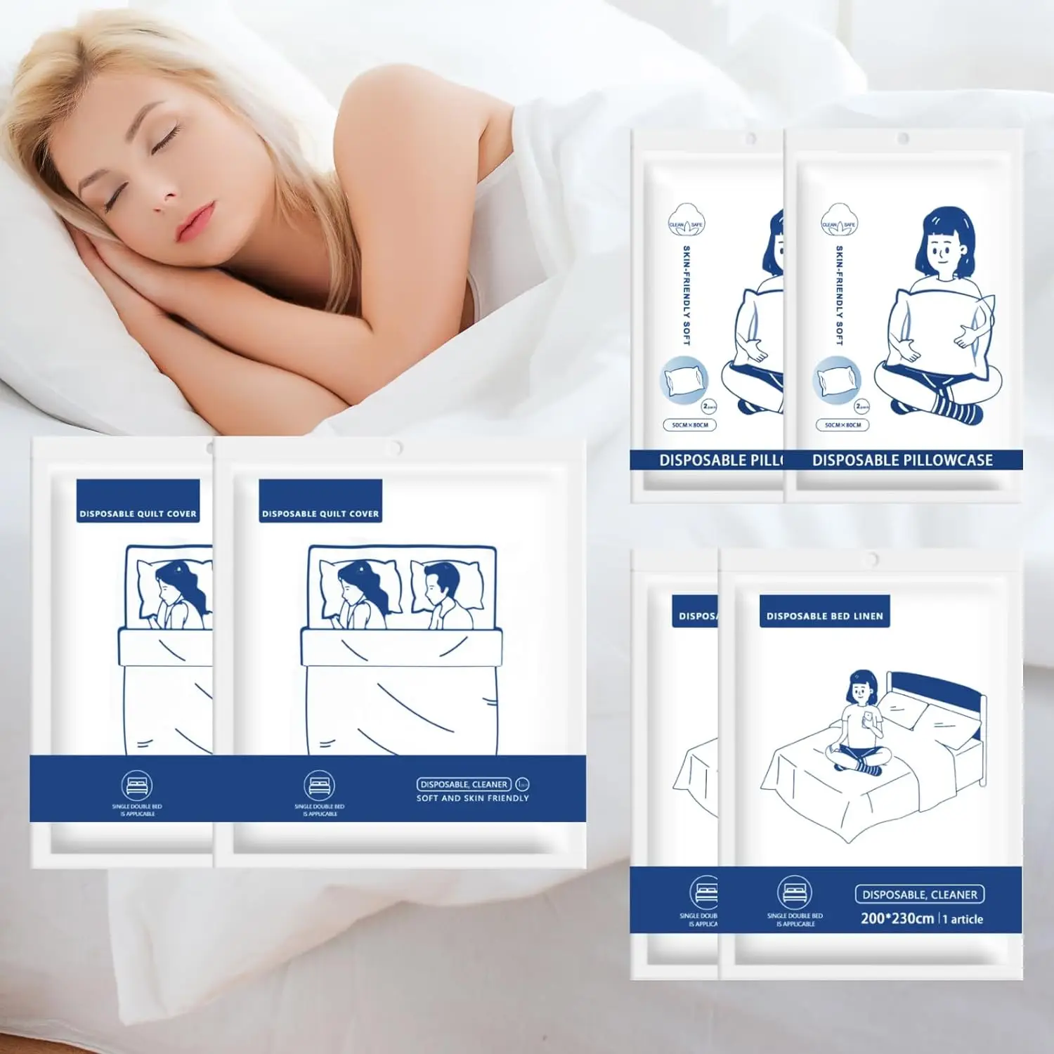 Individually Packed Coverlet Hotel Travel Use Disposable Non Woven Biodegradable Bed Sheets Bedding Set