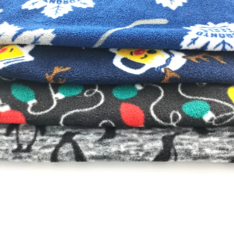 New Style Cup Print Polyester Printed Fleece Fabric Two Side Brushed Knitted Microfiber Polar Fleece Fabric
