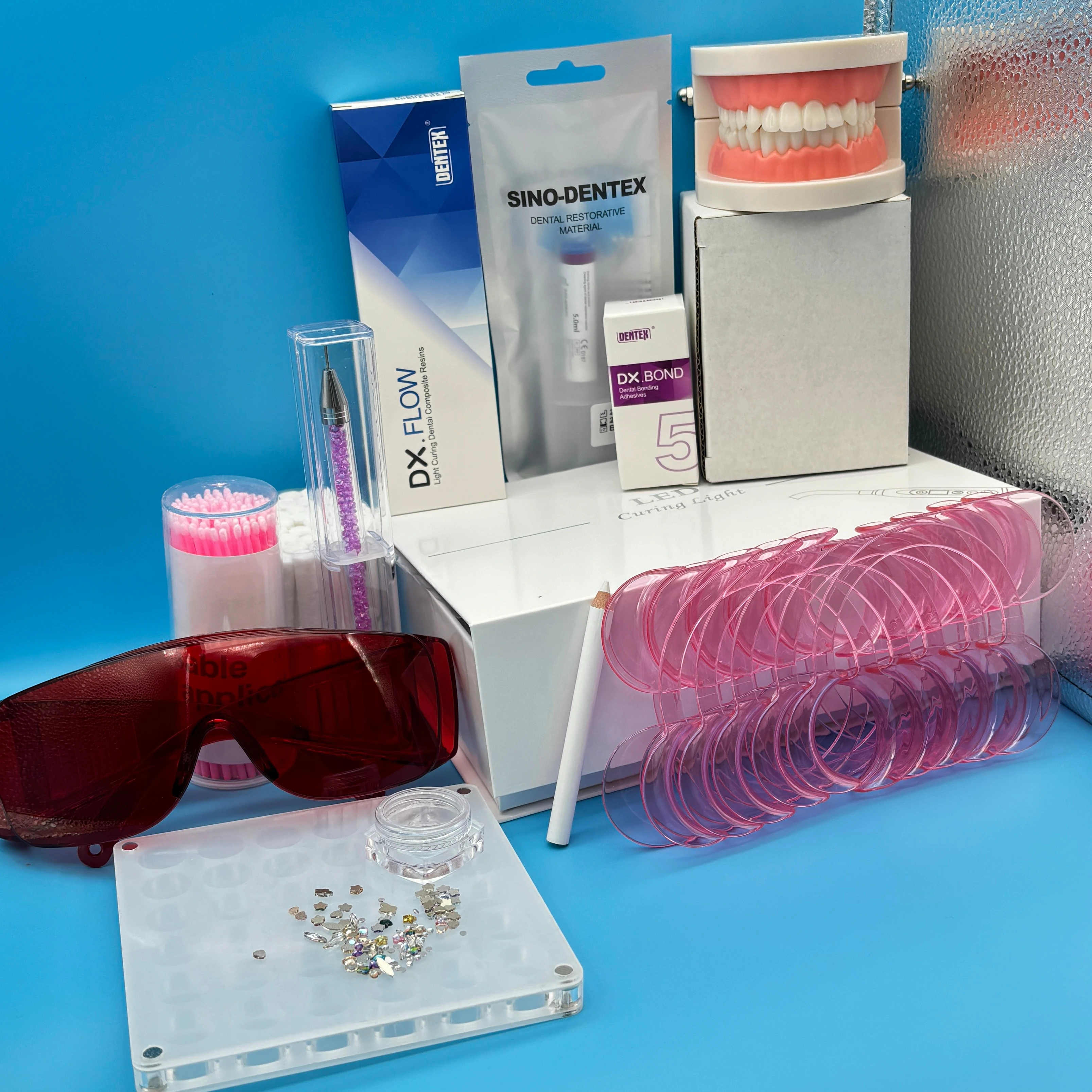 Лучшие продажи набор зубных драгоценных камней стартер для учебных классов и новый бизнес-зубных со светом клеем Комплект