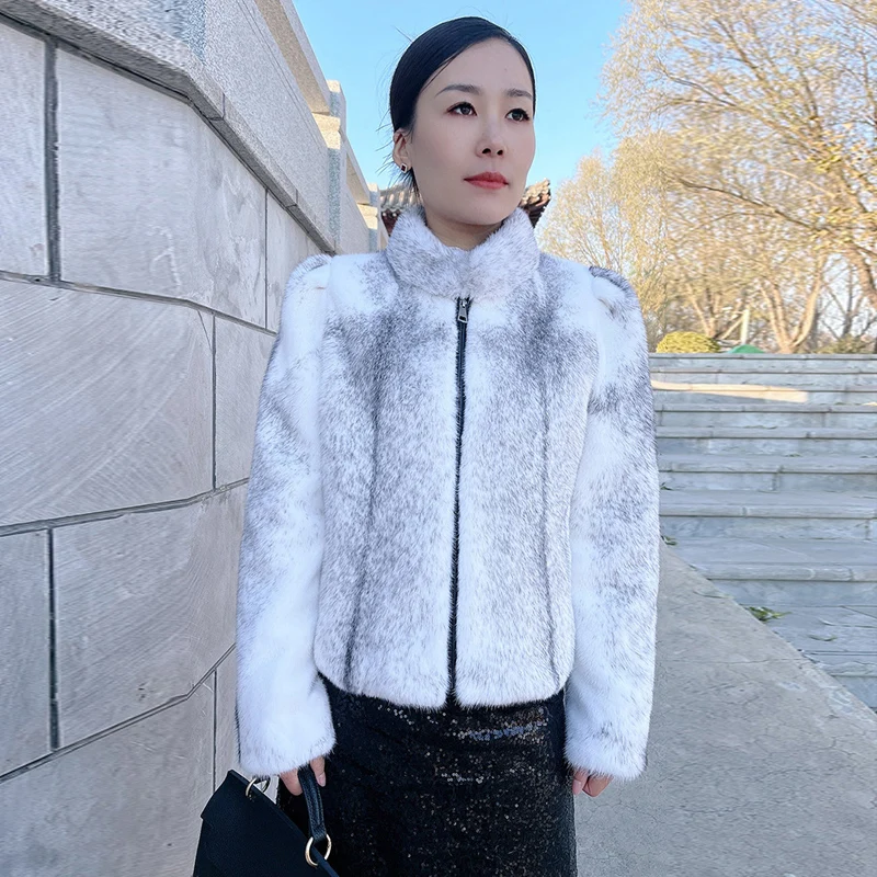 Оптовая продажа Высококачественная шуба из норки женская модная короткая стильная куртка меха для зимы