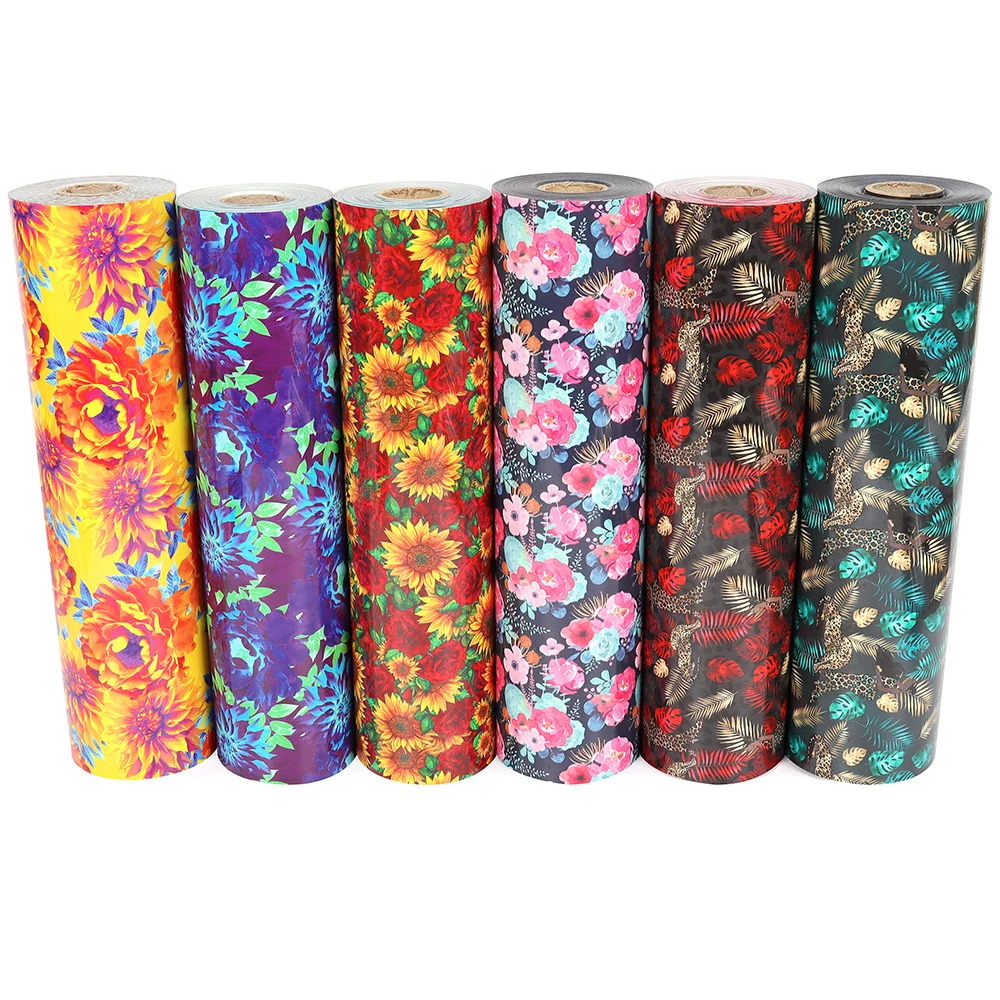 35inx50Yard customize 3d effect colorful ethnic flower permanent self adhesive craft vinyl roll for cricut Decor Sticker