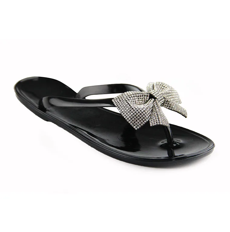 Crystal flip-flops bow-tied flat shoes bright drill for women