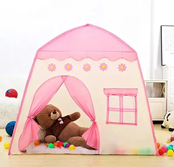 Popular Hot Polyester Fabric Activity Girls Boys Princess Castle Tent Baby Indoor Foldable Teepee Playhouse Toy Tent