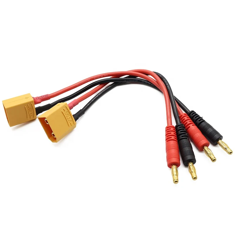 High performance XT90 to 4.0mm Banana Plug Connector with 14AWG custom length Silicone Cable