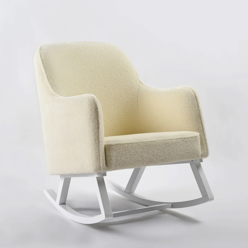 Comfortable white boucle nursery feeding baby corner sofa chair nursing chair