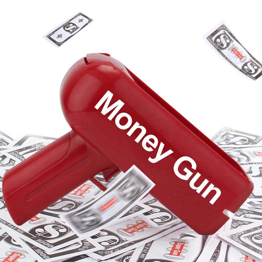 U.S. Appearance Patents Hot Sale toys Battery Operated Money Gun Paper Playing Spray Cannon Gun For Kids