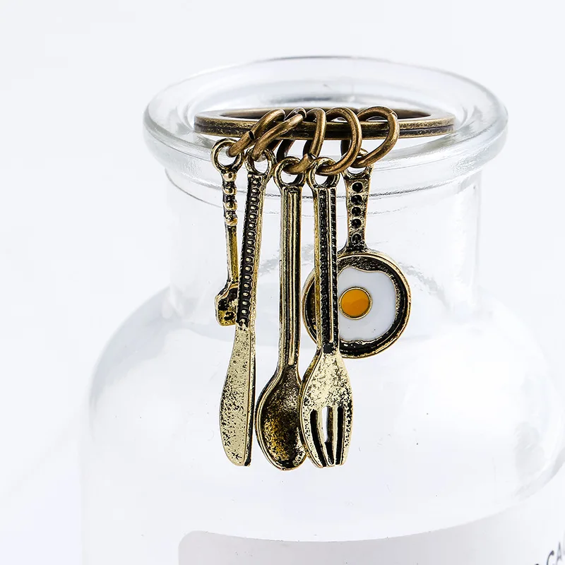 Personalized Accessories Vintage Copper Color Keyring Bag Pendant Kitchen Tools Knife Keychain for Unisex