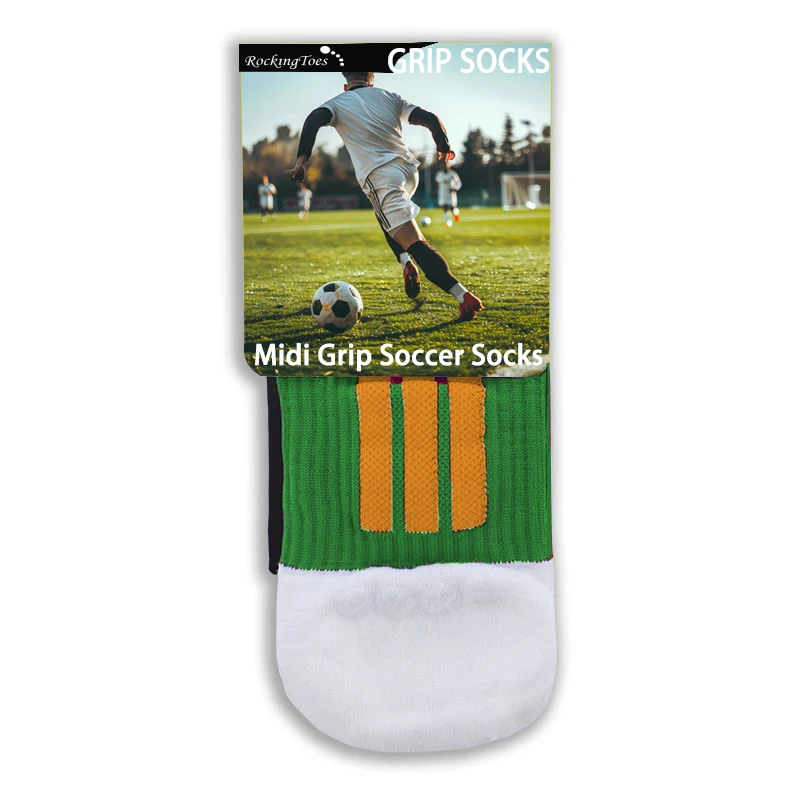 Rockingtoes GAA Blue Yellow Strip Custom Anti slip Non slip Non-slip Anti-slip Football Soccer Grip Sport Cotton Nylon Socks