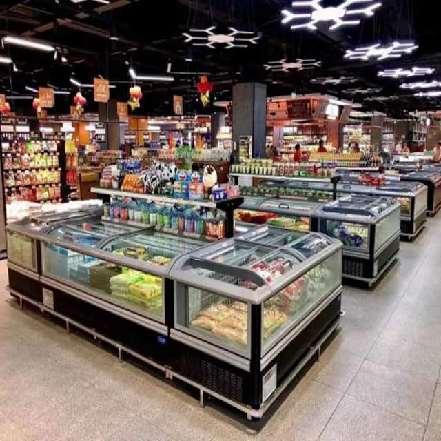 Supermarket Combination Island Cabinet Meat Fish Ice Cream Display Fridge Refrigerator Showcase Deep Chest Freezers