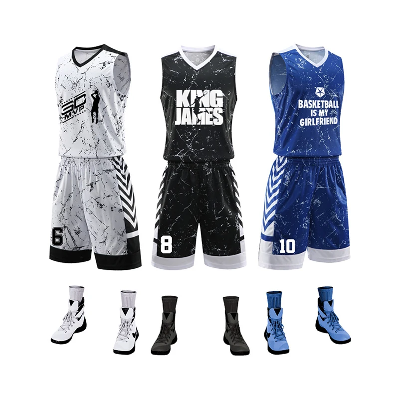Youth custom black basketball wear sublimation printing reversible basketball jerseys uniforms set for men