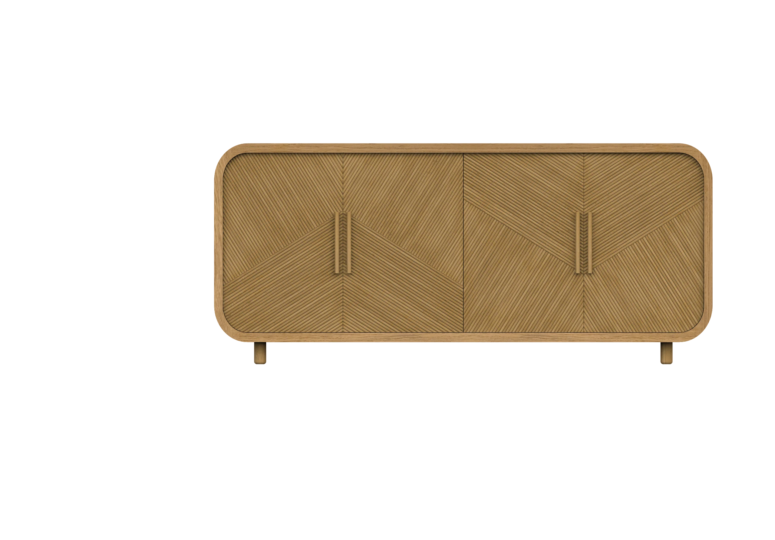 MRS WOODS Mid century modern solid wood oak sideboard buffet with four doors