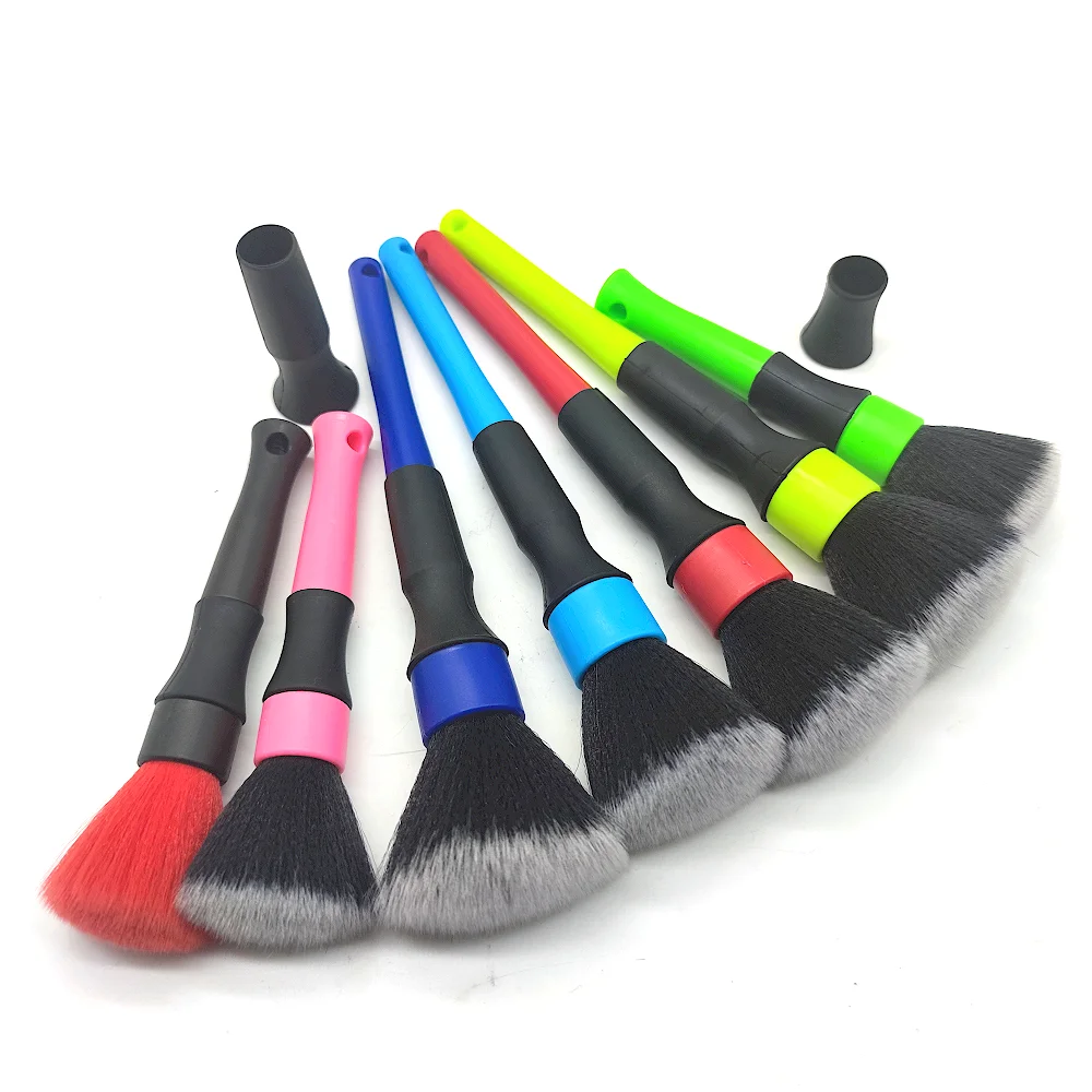 CTCC057  Free Anti-slip rubber Grip fluorescent Handle Soft PBT Wave filament auto car detailing brush and car cleaning brush
