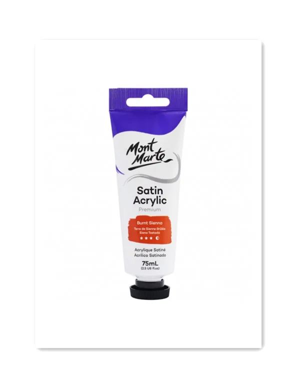Mont Marte Satin Acrylic 75ml - Burnt Sienna artist acrylic paint