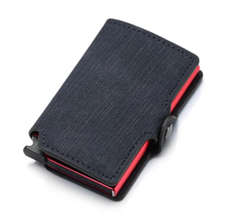 PU Single Aluminum Box Business Hasp Card Case Slim Wallet New RFID Blocking Slim Card Holder