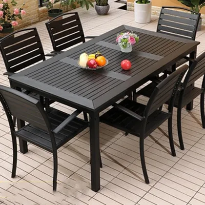 modern luxury fashion furniture outdoor plastic wood dining garden outdoor table for sale