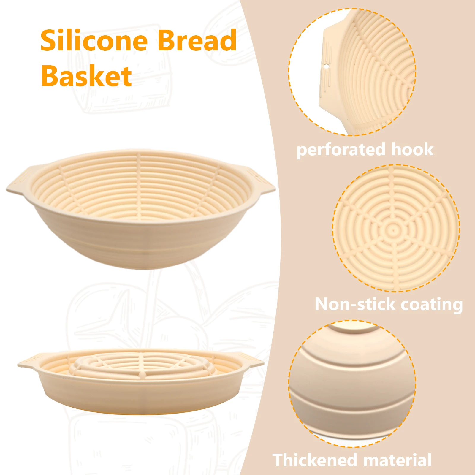 Custom Round Oval Square Reinforced Rattan Shaped Folding Baguette Proof Bread Sour Dough Starter Kit Fermentation Basket