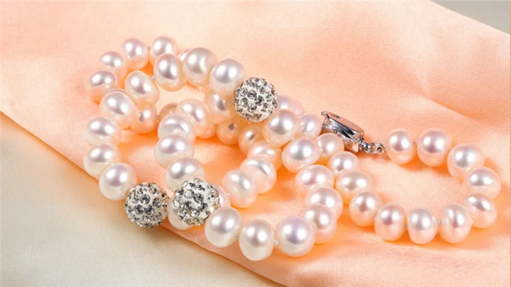 FEIRUN 8-9mm 3A button white 925silver Women Freshwater Cultured Pearl Necklace