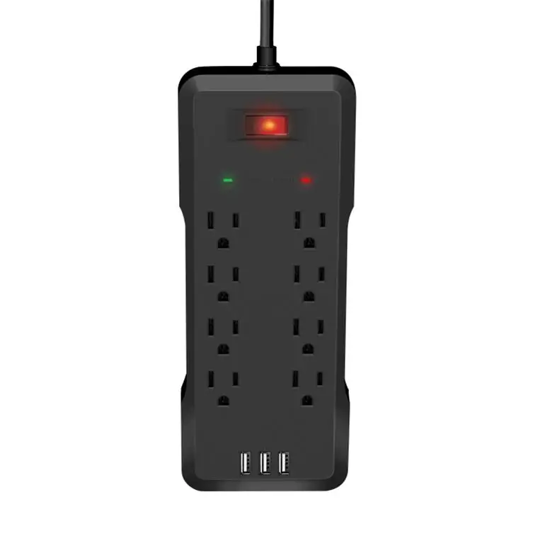 Удлинитель сетевой с USB-портом, удлинитель с плоской вилкой 18 Вт, стандарт США, 8 AC и 2 USB