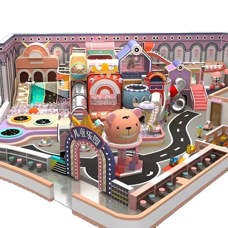 Personalized cartoon bear kids amusement kids interactive game equipment indoor playground 3-12 years old kids soft game