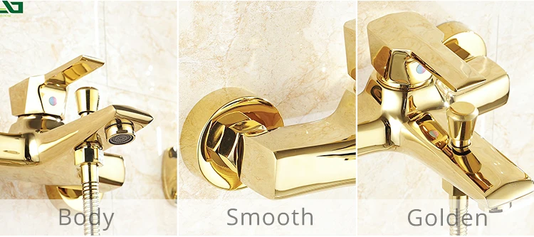 Sliding Bar Shower Set Shower Head and Shower Hose Golden Gold with Abs Ceramic Plated Modern Contemporary Polished 3-5 Years