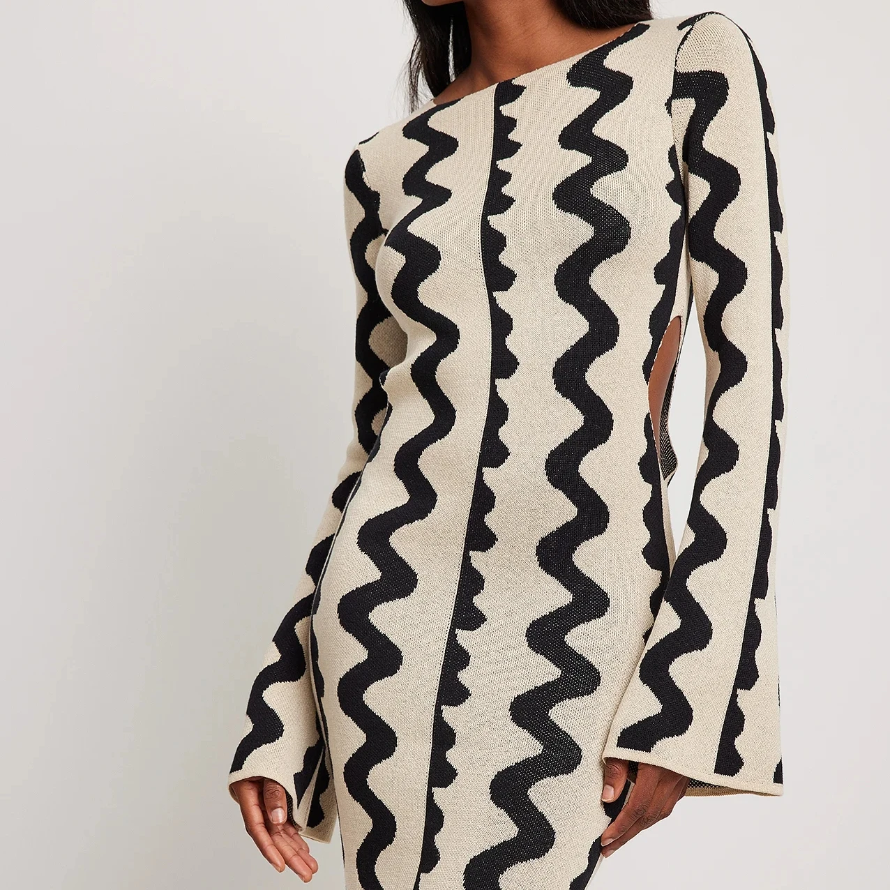 2022 New Fashion Sweater Sexy  Knit  Dress Multi Color Flared Long Sleeves Women Maxi Dress