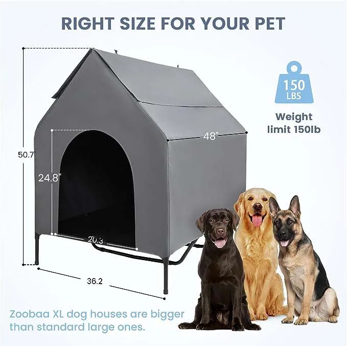 Steel Frame Elevated Dog House Pet Shelter With Waterproof Cove Door For Small Medium Dogs Shelter With Air Vents Dog Cot