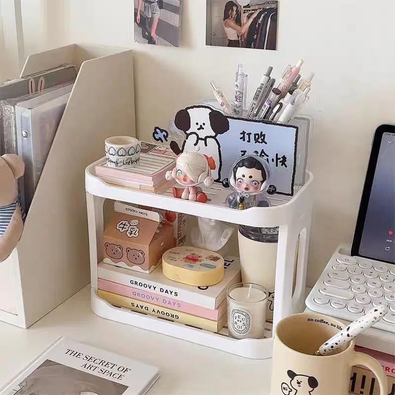 Double Layers Kitchen Shelf Folding Desktop Plastic Sundry Storage Rack