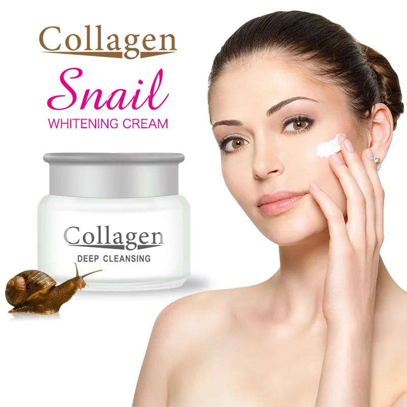 
80g Collagen Snail Whitening Facial Cream Face Care Deep Cleansing Anti Acne Anti Aging Brightening Face Cream 