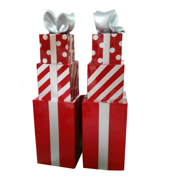 180cm Christmas Front door Stack gift box fiberglass stack