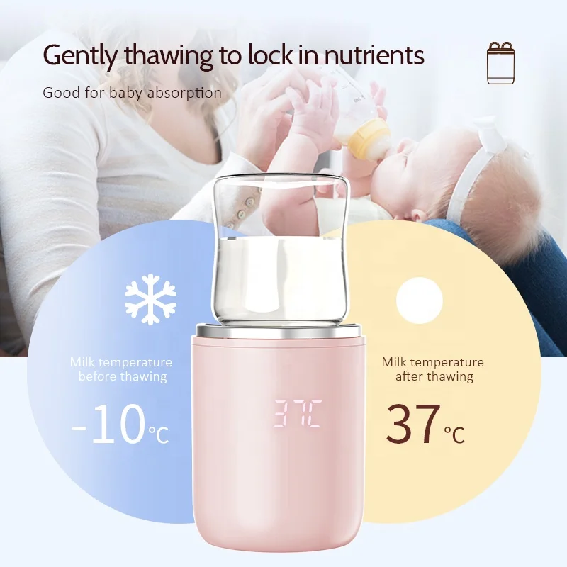 N1S Quick Heating in 3 Minutes Portable Bottle Warmer Breast Milk warmer for Most Bottles with Temperature Control, 3 Adaptors